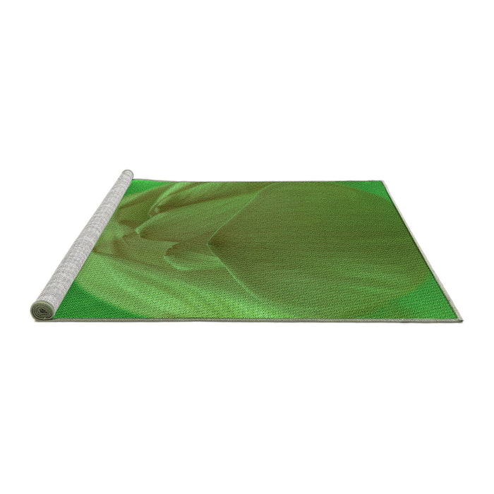 Sideview of Machine Washable Transitional Seaweed Green Rug, wshpat2099grn
