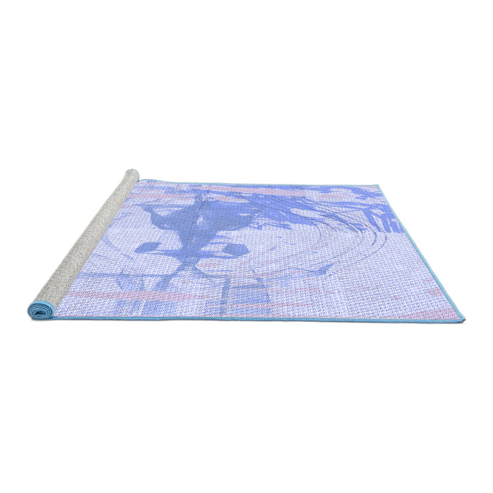 Sideview of Machine Washable Transitional Sky Blue Rug, wshpat21blu