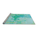 Sideview of Machine Washable Transitional Turquoise Green Rug, wshpat21lblu