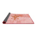 Thickness of Patterned Light Red Pink Rug, pat21rd