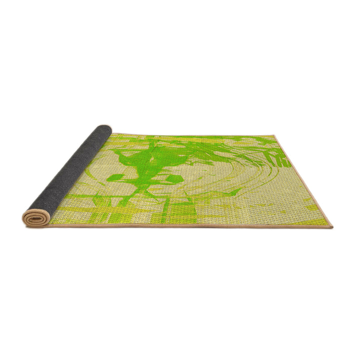 Thickness of Patterned Green Yellow Green Rug, pat21yw