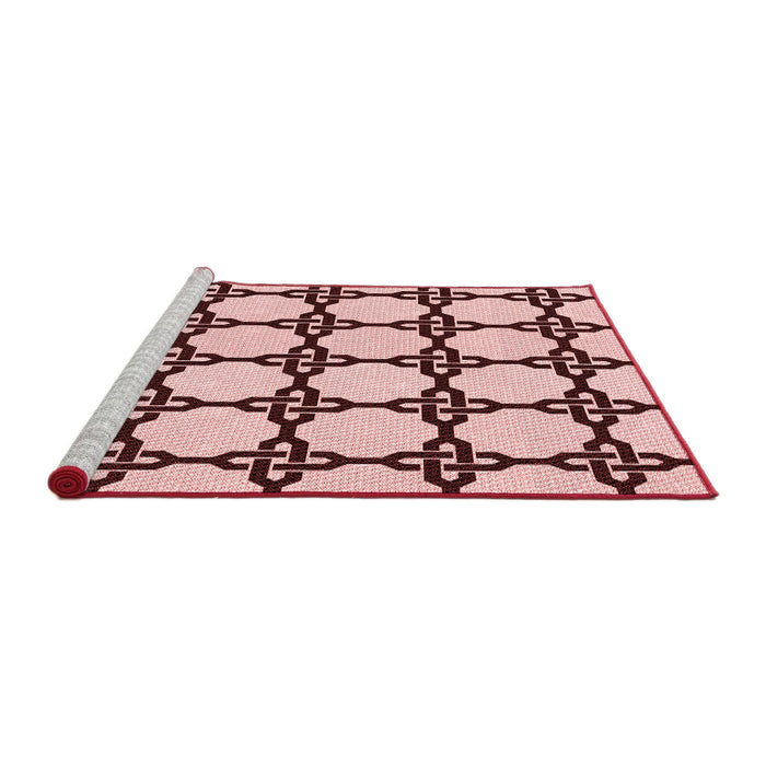 Sideview of Machine Washable Transitional Brown Red Rug, wshpat210rd