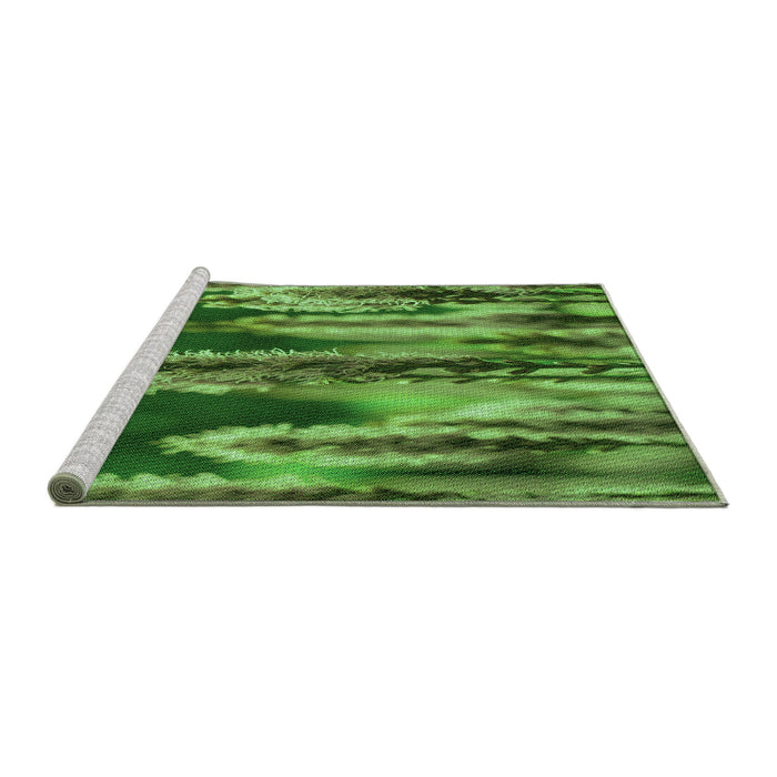 Sideview of Machine Washable Transitional Green Rug, wshpat2100grn