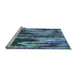 Sideview of Machine Washable Transitional Blue Rug, wshpat2100lblu