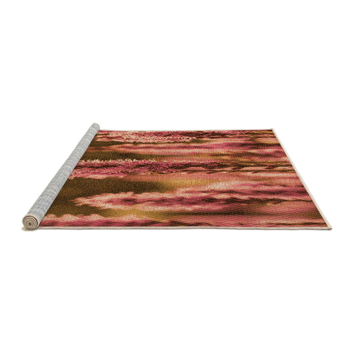 Sideview of Machine Washable Transitional Tomato Red Rug, wshpat2100org