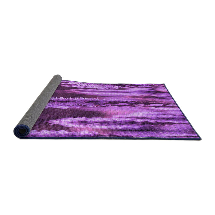 Thickness of Patterned Dark Magenta Purple Rug, pat2100pur