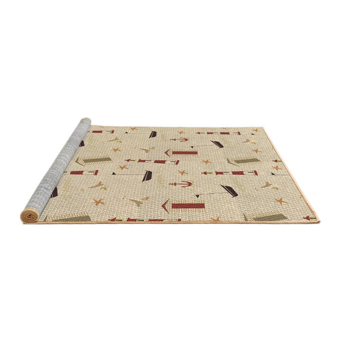 Sideview of Machine Washable Transitional Vanilla Gold Rug, wshpat2101brn