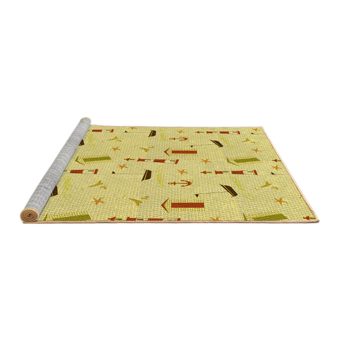 Sideview of Machine Washable Transitional Yellow Rug, wshpat2101yw