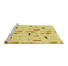 Sideview of Machine Washable Transitional Yellow Rug, wshpat2101yw