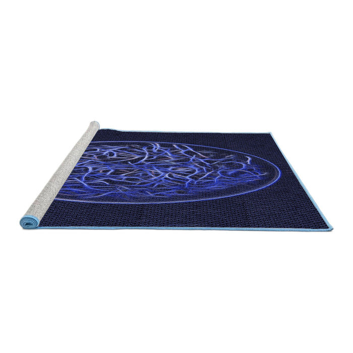 Sideview of Machine Washable Transitional Night Blue Rug, wshpat2103blu