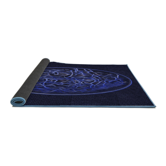 Thickness of Patterned Night Blue Rug, pat2103blu