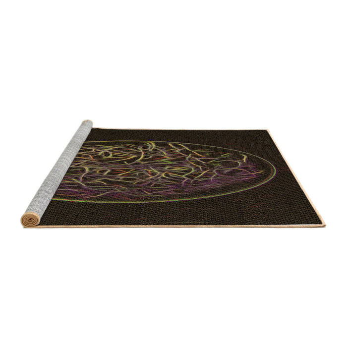 Sideview of Machine Washable Transitional Dark Brown Rug, wshpat2103brn