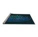 Sideview of Machine Washable Transitional Teal Green Rug, wshpat2103lblu