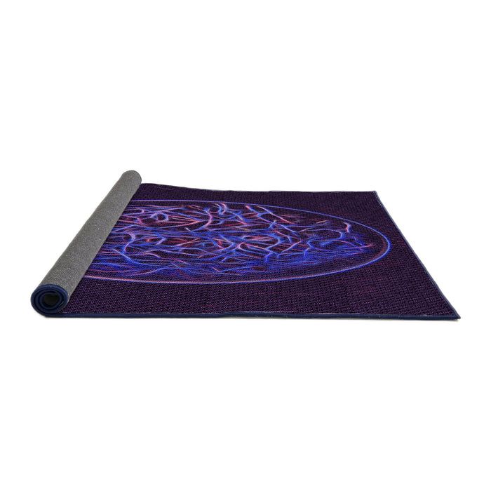 Thickness of Patterned Deep Purple Rug, pat2103pur