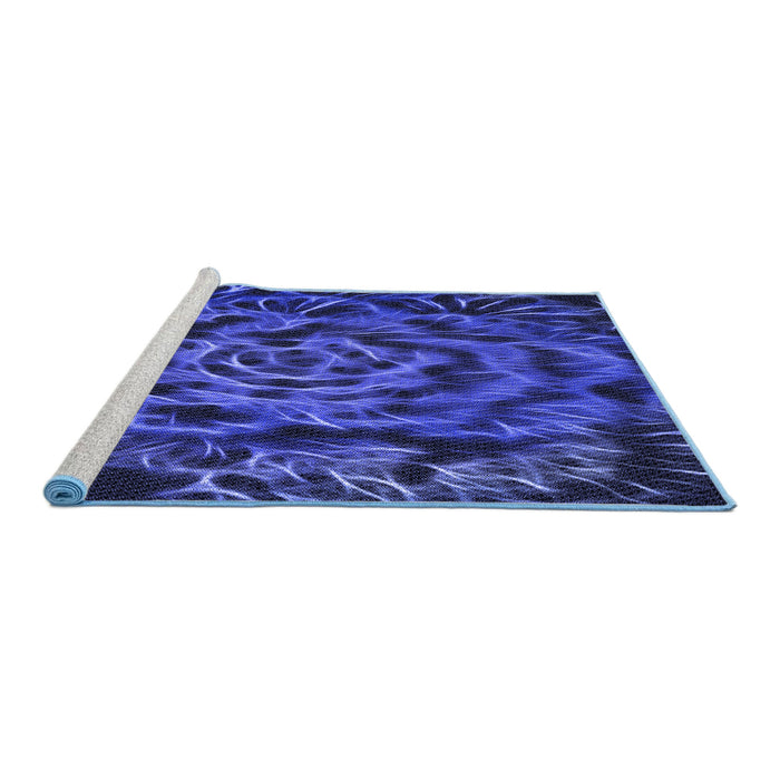Sideview of Machine Washable Transitional Denim Dark Blue Rug, wshpat2104blu