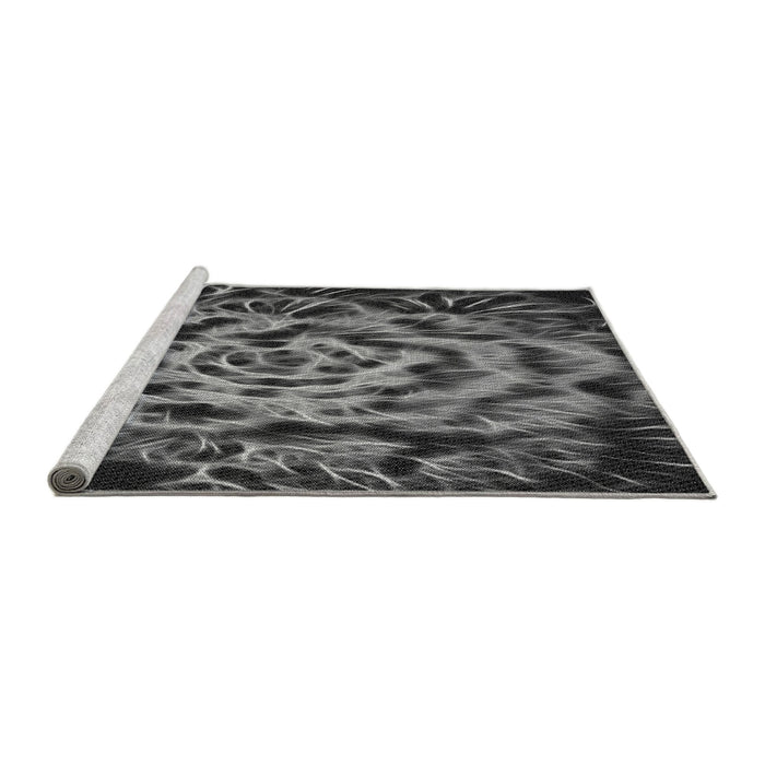 Sideview of Machine Washable Transitional Charcoal Black Rug, wshpat2104gry