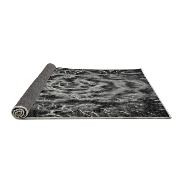 Thickness of Patterned Charcoal Black Rug, pat2104gry