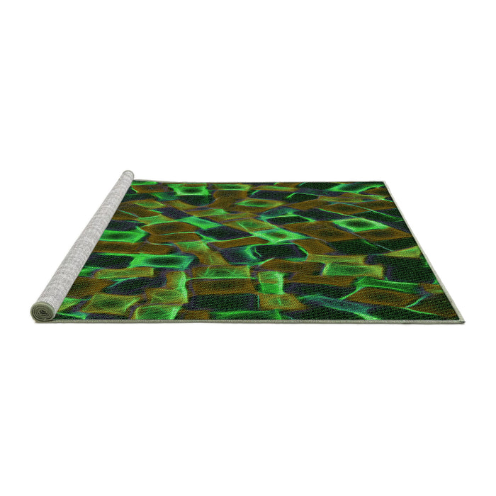Sideview of Machine Washable Transitional Dark Lime Green Rug, wshpat2105grn