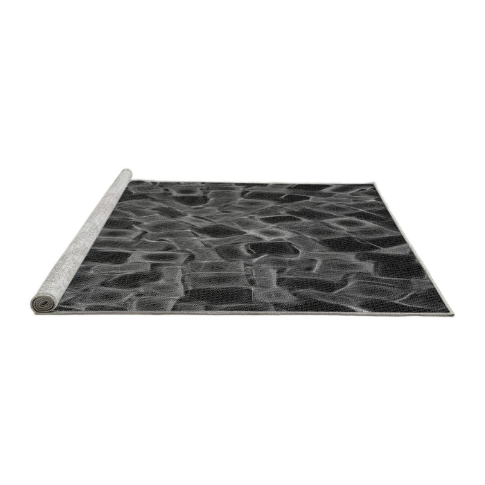 Sideview of Machine Washable Transitional Charcoal Black Rug, wshpat2105gry