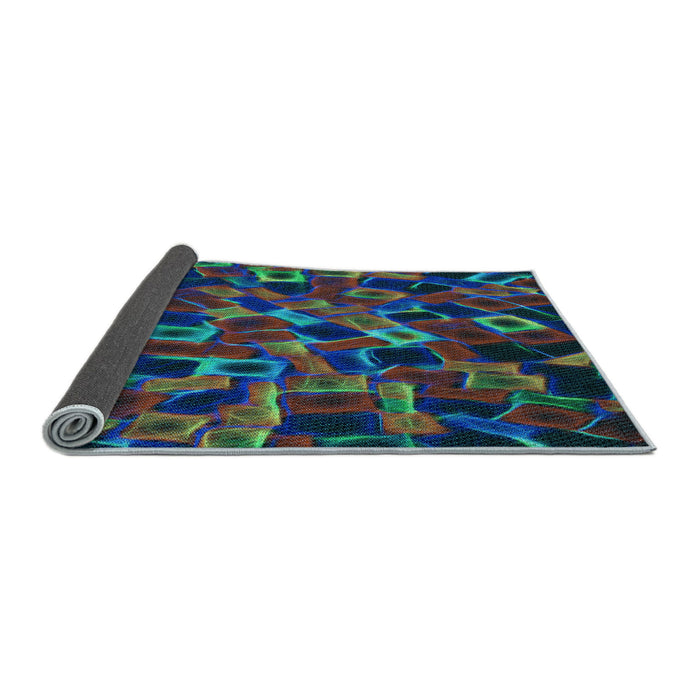 Thickness of Patterned Aquamarine Stone Green Rug, pat2105lblu