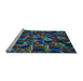 Sideview of Machine Washable Transitional Aquamarine Stone Green Rug, wshpat2105lblu