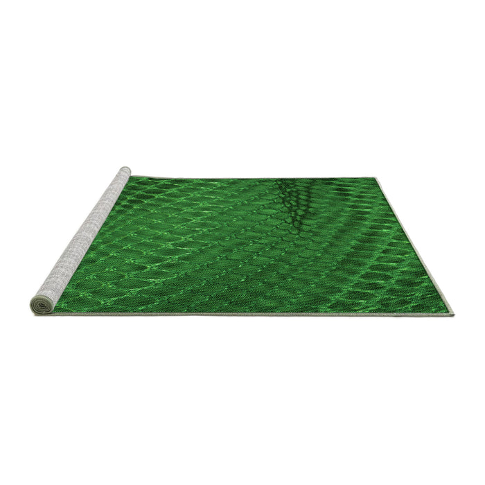 Sideview of Machine Washable Transitional Deep Emerald Green Rug, wshpat2106grn