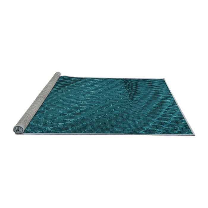 Sideview of Machine Washable Transitional Dark Turquoise Green Rug, wshpat2106lblu