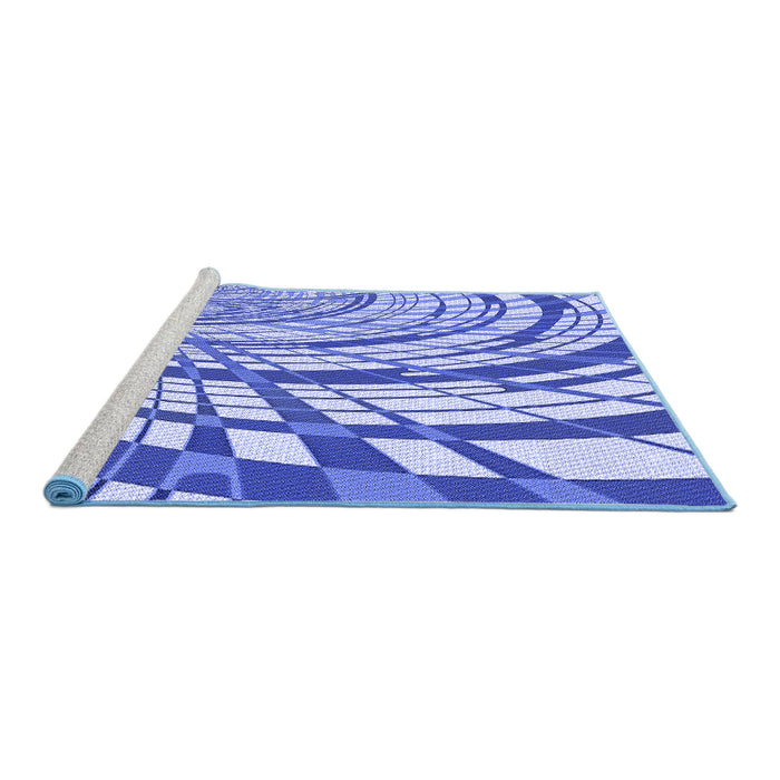 Sideview of Machine Washable Transitional Blue Rug, wshpat2107blu