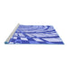 Sideview of Machine Washable Transitional Blue Rug, wshpat2107blu