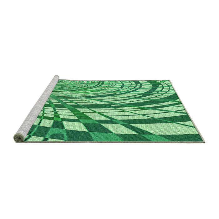 Sideview of Machine Washable Transitional Green Rug, wshpat2107grn