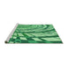 Sideview of Machine Washable Transitional Green Rug, wshpat2107grn