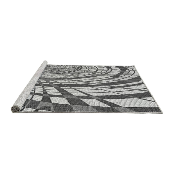 Sideview of Machine Washable Transitional Platinum Silver Gray Rug, wshpat2107gry