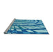 Sideview of Machine Washable Transitional Blue Rug, wshpat2107lblu