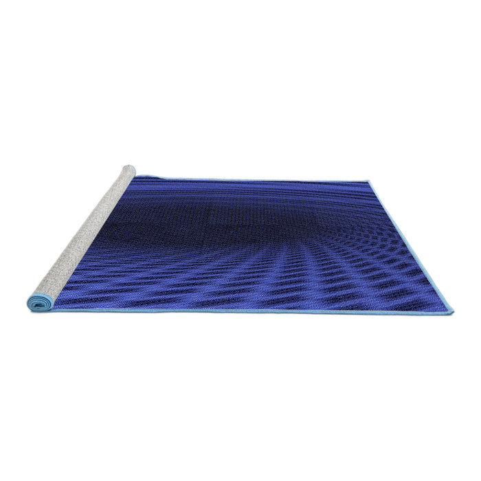 Sideview of Machine Washable Transitional Blue Rug, wshpat2108blu