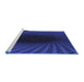 Sideview of Machine Washable Transitional Blue Rug, wshpat2108blu