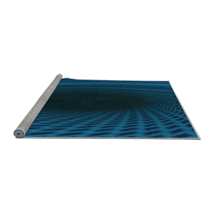 Sideview of Machine Washable Transitional Deep-Sea Blue Rug, wshpat2108lblu