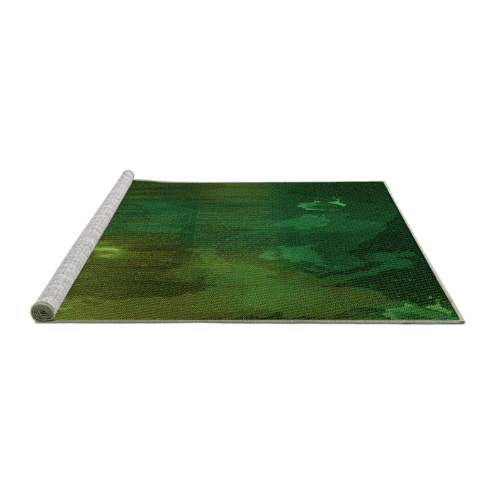 Sideview of Machine Washable Transitional Dark Forest Green Rug, wshpat2109grn