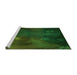 Sideview of Machine Washable Transitional Dark Forest Green Rug, wshpat2109grn