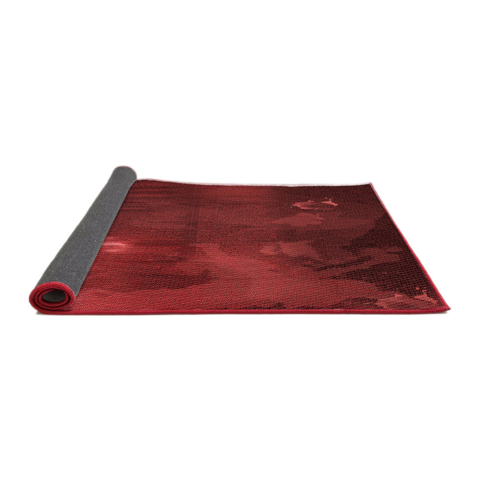 Thickness of Patterned Dark Red Rug, pat2109rd