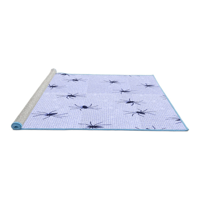Sideview of Machine Washable Transitional Lavender Blue Rug, wshpat211blu
