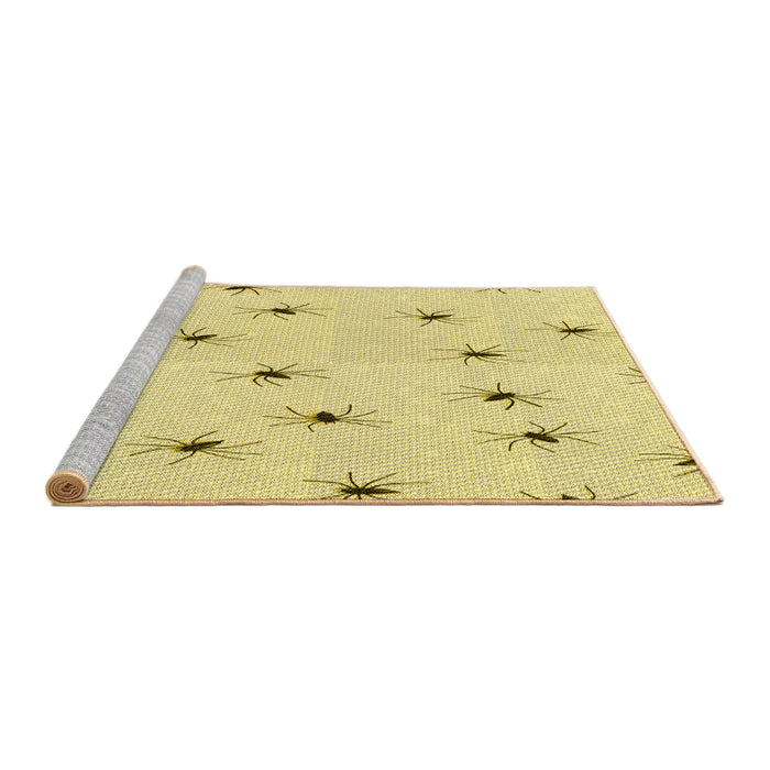 Sideview of Machine Washable Transitional Yellow Rug, wshpat211yw