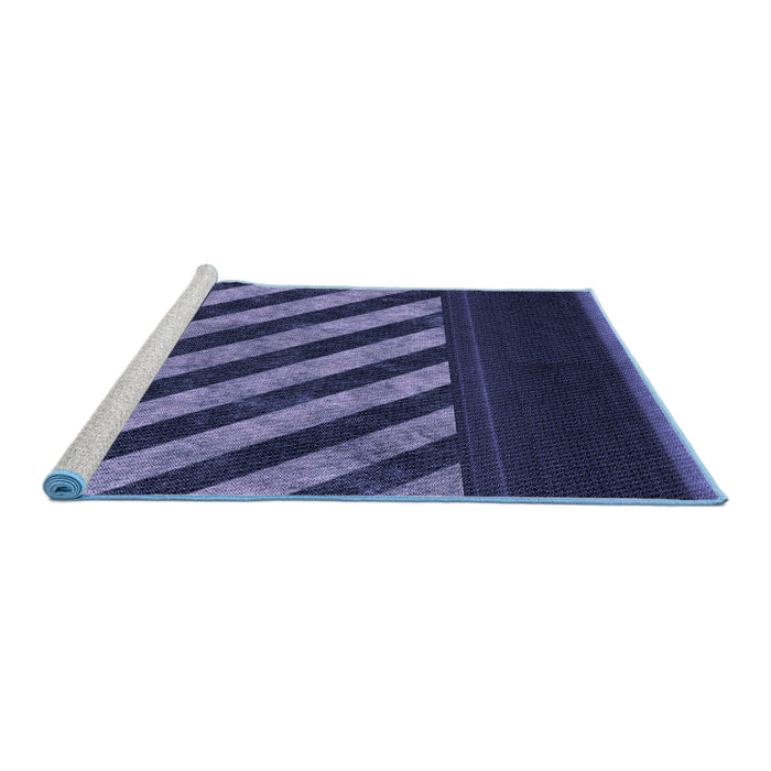 Sideview of Machine Washable Transitional Night Blue Rug, wshpat2110blu