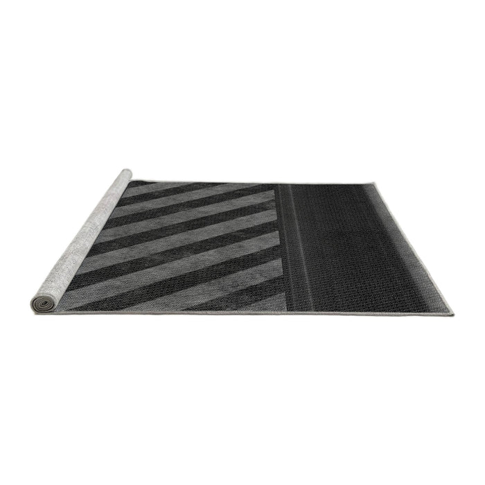 Sideview of Machine Washable Transitional Carbon Gray Rug, wshpat2110gry