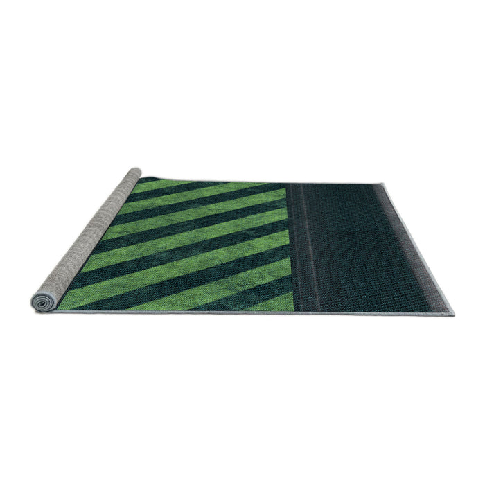 Sideview of Machine Washable Transitional Dark Slate Grey Green Rug, wshpat2110lblu