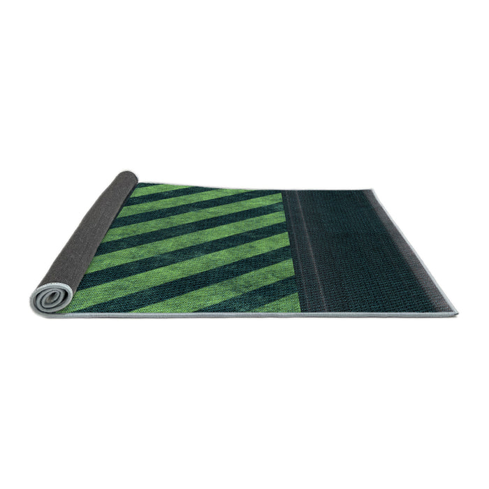 Thickness of Patterned Dark Slate Grey Green Rug, pat2110lblu