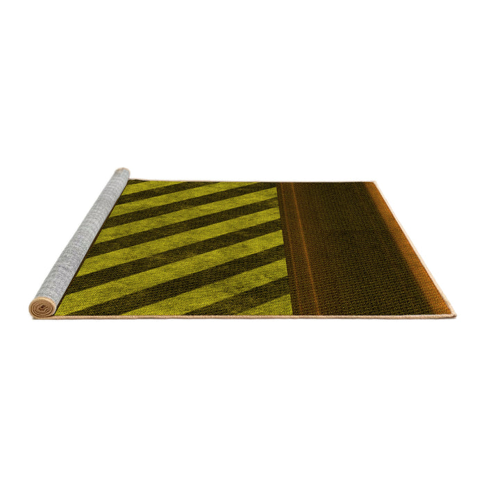 Sideview of Machine Washable Transitional Dark Yellow Green Rug, wshpat2110yw