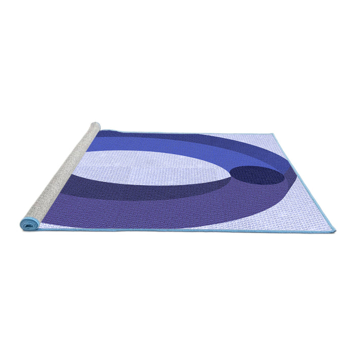Sideview of Machine Washable Transitional Jeans Blue Rug, wshpat2111blu