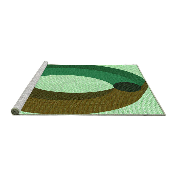 Sideview of Machine Washable Transitional Green Rug, wshpat2111grn