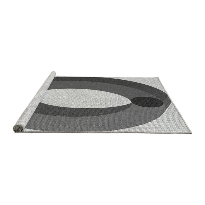 Sideview of Machine Washable Transitional Silver Gray Rug, wshpat2111gry