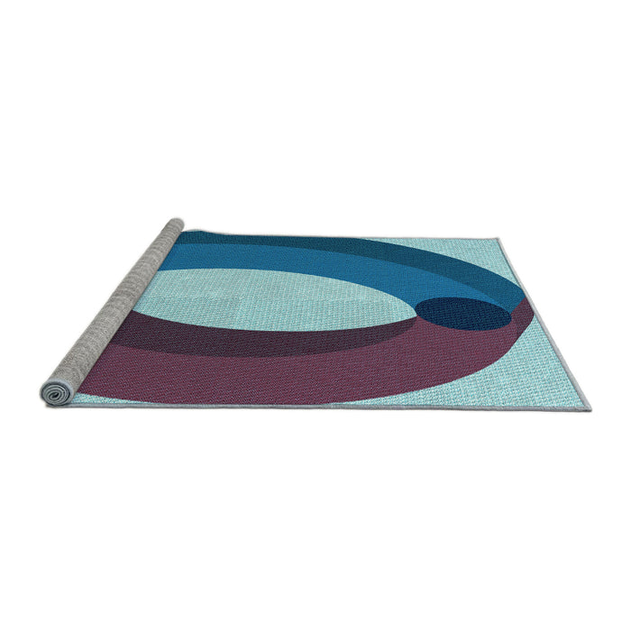 Sideview of Machine Washable Transitional Diamond Blue Rug, wshpat2111lblu
